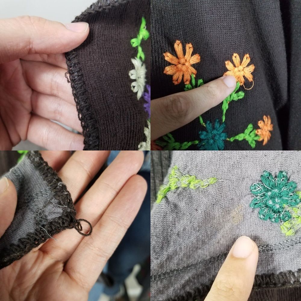 Biya Johnny Was Brown Floral Embroidered Waterfall Long Brown Cardigan Size M - Picture 15 of 15